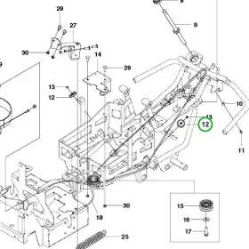 Husqvarna kormánykötél terelőkerék R 111B riderhez robbantott ábra