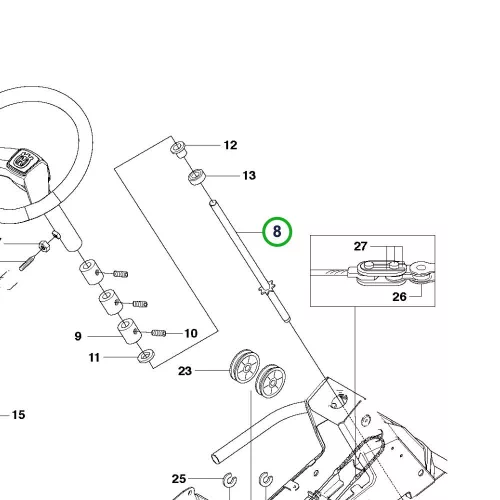 Husqvarna kormányrúd R 213C, Rider 13C, R 216, R 320 riderhez robbantott ábra
