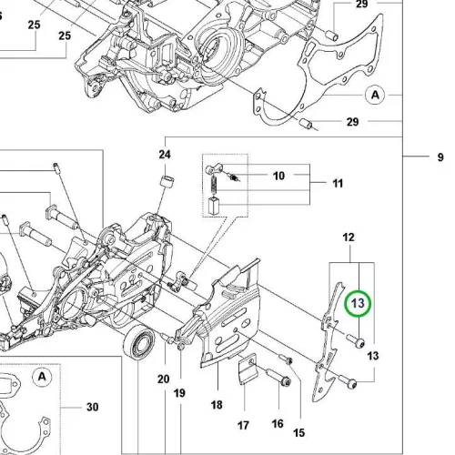 Husqvarna forgattyúház csavar 545 Mark II láncfűrészhez robbantott ábra