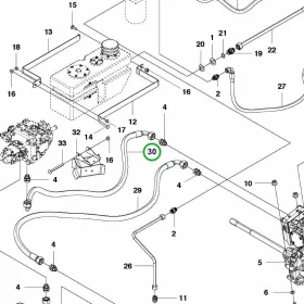 Husqvarna hidraulikatömlő 5/8 col szivattyú hajtómű P 520D riderhez robbantott ábra