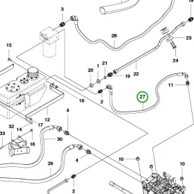 Husqvarna hidraulikatömlő 3/8 col hajtómű szűrő P 525D riderhez robbantott ábra
