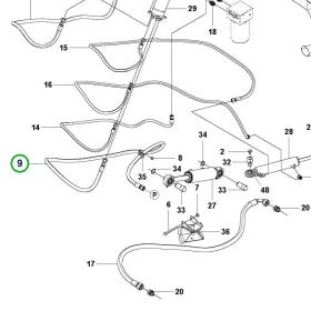 Husqvarna hidraulikatömlő 3/8 col kormánymű P 520DX, P 525DX riderhez robbantott ábra