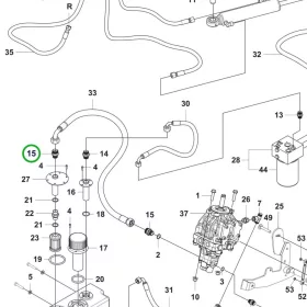 Husqvarna hidraulikus csatlakozó P 524X, P 525DX riderhez robbantott ábra