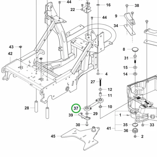 Husqvarna kötőrúd váz P 524X, P 524X EFI, P 524 riderhez robbantott ábra
