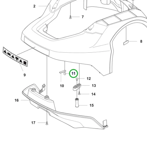 Husqvarna ütközésérzékelő mágnes Automower 305, 308 robotfűnyíróhoz robbantott ábra
