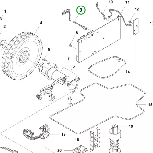 Husqvarna kábelköteg alsó váz Automower 305, 308, 105 robotfűnyíróhoz robbantott ábra