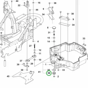 Husqvarna csapágy váz P 524X, P 524, P 525D riderhez robbantott ábra