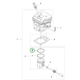 Husqvarna dugattyúgyűrű 42 mm 545RX, 545FR fűkaszához robbantott ábra