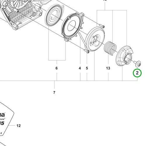 Husqvarna indítóház csavar 545 Mark II, 550 XP Mark II láncfűrészhez robbantott ábra
