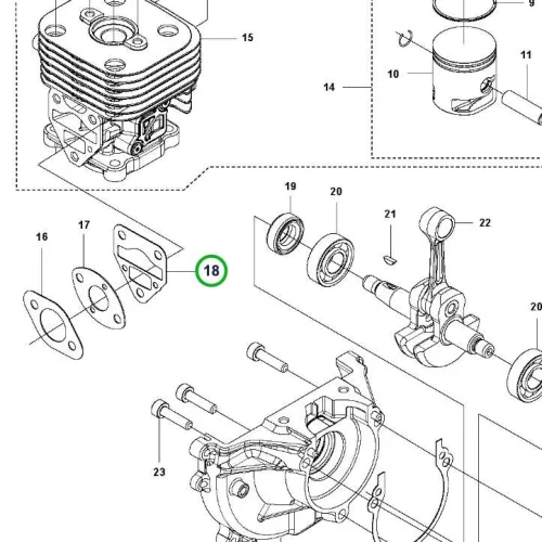 Husqvarna karburátor tömítés 15. pozíció 525LK, 525RX fűkaszához robbantott ábra