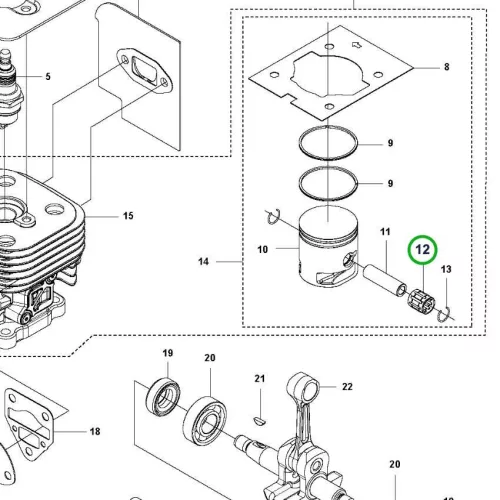 Husqvarna csapágy 12. pozíció 525LK, 525RX fűkaszához robbantott ábra