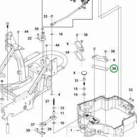 Husqvarna tartó vázszekrény P 524X, P 525D, P 525DX riderhez robbantott ábra