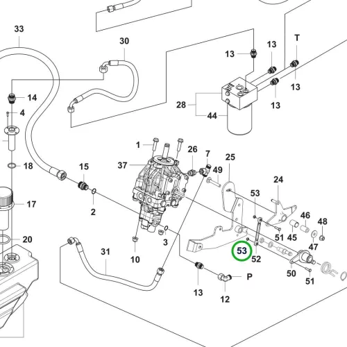 Husqvarna rögzítő anya P 524X, P 525DX riderhez robbantott ábra