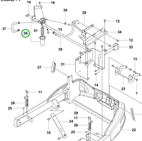 Husqvarna üzemanyagszűrő P 520DX, P 525DX, P 535HX riderhez robbantott ábra