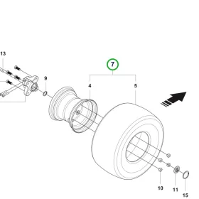 Husqvarna járókerék P 524X, P 520D riderhez robbantott ábra