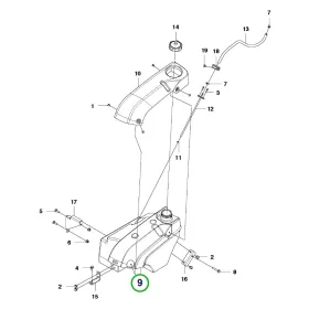 Husqvarna üzemanyagtartály P 524, P 524 EFI riderhez robbantott ábra
