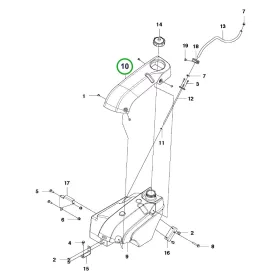 Husqvarna üzemanyagtartály fedél P 524, P 524 EFI riderhez robbantott ábra