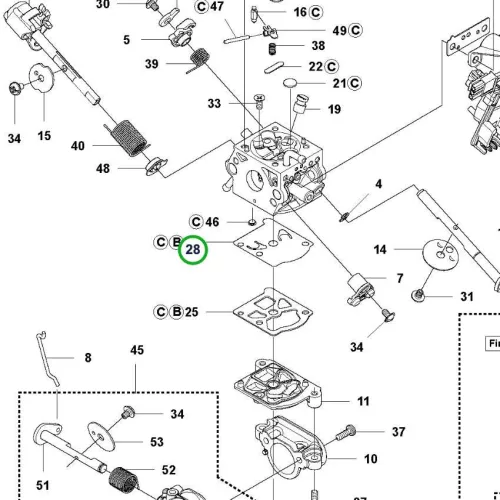 Husqvarna karburátor membrán 550 XP, 545 láncfűrészhez robbantott ábra