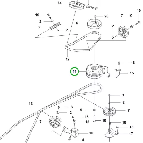 Husqvarna kuplung P 524X, R 420TsX riderhez robbantott ábra