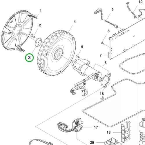 Husqvarna hajtókerék alátét Automower 305, 308, 105 robotfűnyíróhoz robbantott ábra