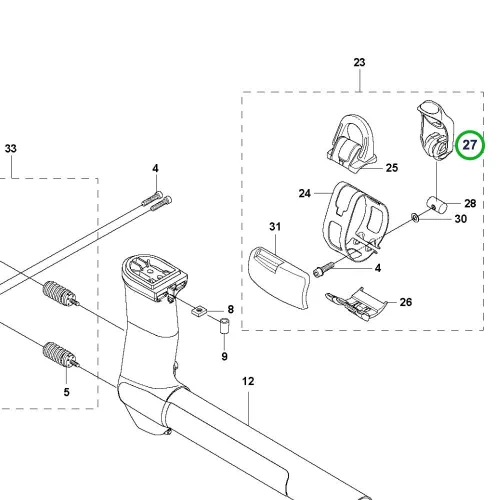 Husqvarna felfüggesztő kar 545RX, 545RXT, 545F fűkaszához robbantott ábra