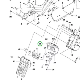 Husqvarna hátsó kormányoszlop burkolat P 520D, P 525D riderhez robbantott ábra