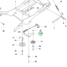 Husqvarna szíjfeszítő lemez R 318X, R 316TX AWD, R 320X AWD riderhez robbantott ábra