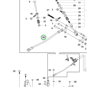 Husqvarna fogantyú hajtás P 524, P 524X, P 525D riderhez robbantott ábra