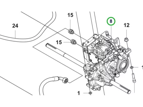Husqvarna hátsó hidraulikus hajtómű P 524X riderhez robbantott ábra