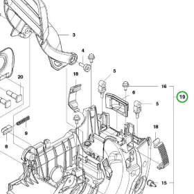Husqvarna forgattyúház komplett 455e Rancher láncfűrészhez robbantott ábra