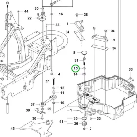 Husqvarna alátét váz 15. pozíció P 524, P 524X, P 525D riderhez robbantott ábra