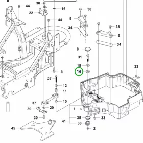 Husqvarna alátét váz 14. pozíció P 524, P 524X, P 525D riderhez robbantott ábra