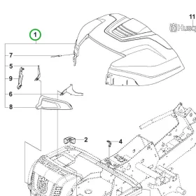 Husqvarna motorháztető komplett Kawasaki R 318X, R 316TX AWD riderhez robbantott ábra