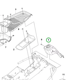 Husqvarna kormány burkolat matricával R 214TC, R 216T AWD riderhez robbantott ábra