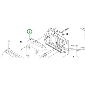 Husqvarna kipufogódob jobb bemenettel R 214TC, R 216T AWD riderhez robbantott ábra