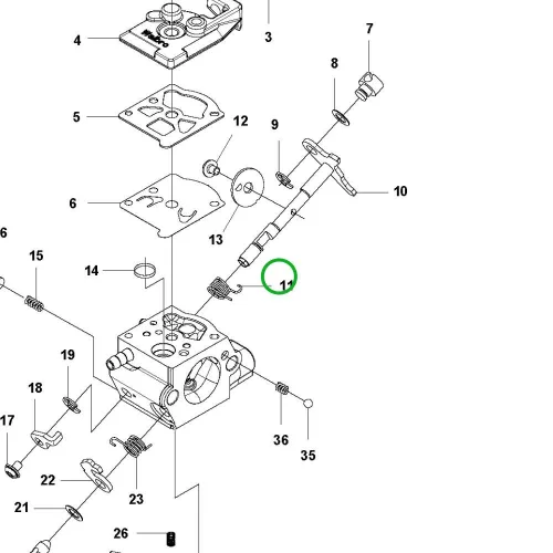 Husqvarna gázrugó 525HE3, 525HE4, 525PT5S sövényvágóhoz robbantott ábra