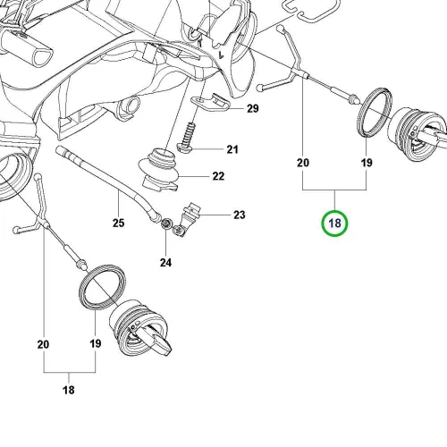 Husqvarna tanksapka komplett T435, T525 láncfűrészhez robbantott ábra