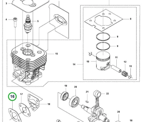 Husqvarna karburátor tömítés 8. pozíció 525LK, 525RX fűkaszához robbantott ábra