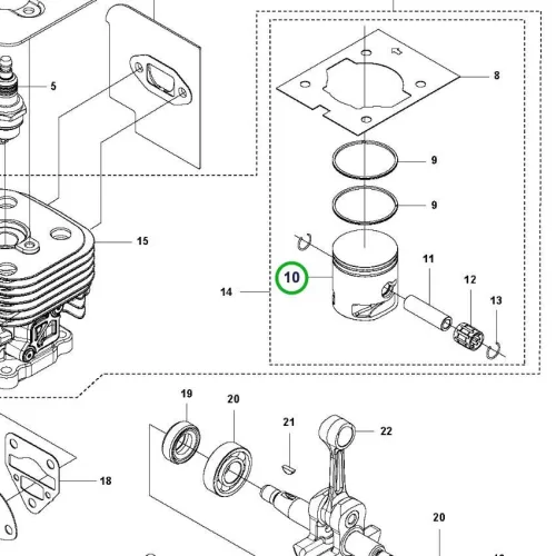 Husqvarna dugattyú 525LK szegélyvágóhoz robbantott ábra