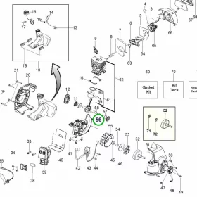 Husqvarna forgattyúház 128R, 128L, 128LDX, 128C szegélyvágóhoz robbantott ábra