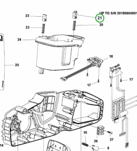Husqvarna nyomógomb 120i, 435i, 440i, 550i XP láncfűrészhez robbantott ábra