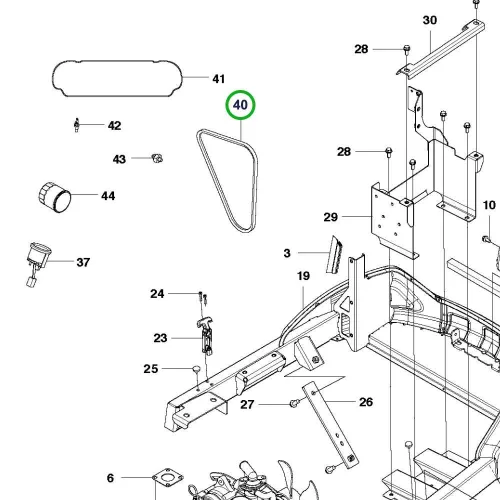 Husqvarna Kubota motor ventilátorszíj P 520D, P 520DX riderhez robbantott ábra