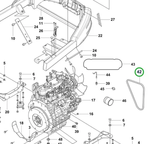 Husqvarna motor szíj P 525D, P 525DX, P 535HX riderhez robbantott ábra