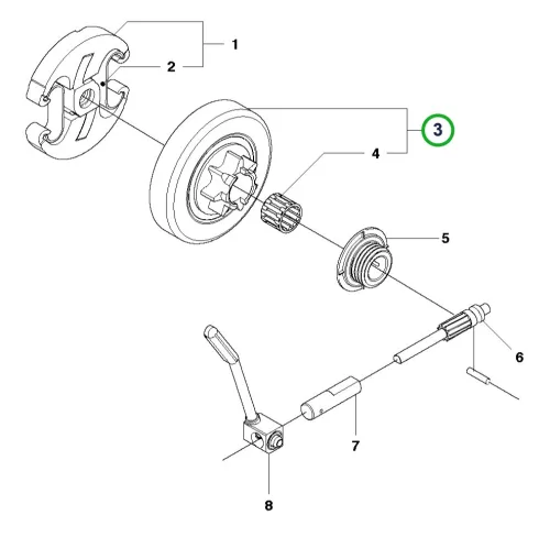 Husqvarna kuplungdob 445 II, 450 II láncfűrészhez robbantott ábra