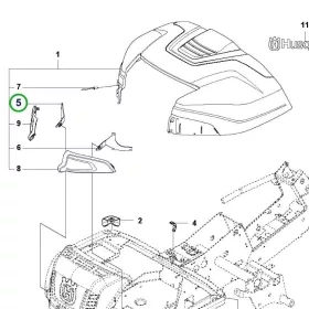 Husqvarna burkolat zsanér bal R 214TC, R 216T AWD, R 318X riderhez robbantott ábra