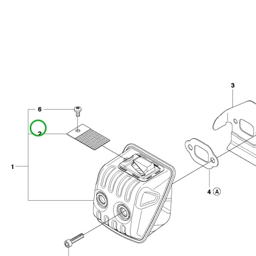 Husqvarna szikrafogó szita 435 II, 440 II, 445 II láncfűrészhez robbantott ábra