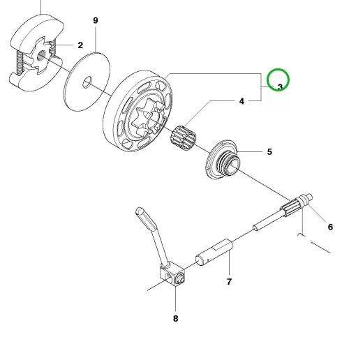 Husqvarna kuplungdob komplett 3/8" 6 fogas 135, 140 láncfűrészhez robbantott ábra
