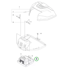 Husqvarna hajtómű burkolat szürke R 214TC, R 216T AWD riderhez robbantott ábra