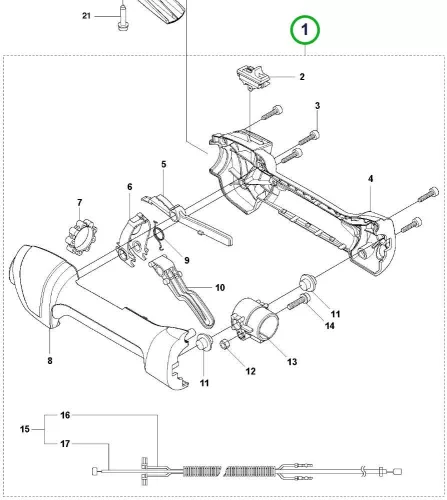 Husqvarna gázkar komplett 525PT5S ágvágóhoz robbantott ábra