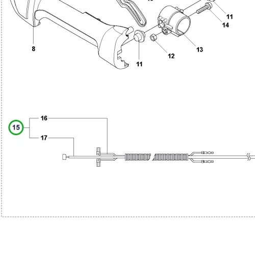 Husqvarna gázkar kábel 525LK szegélyvágóhoz robbantott ábra